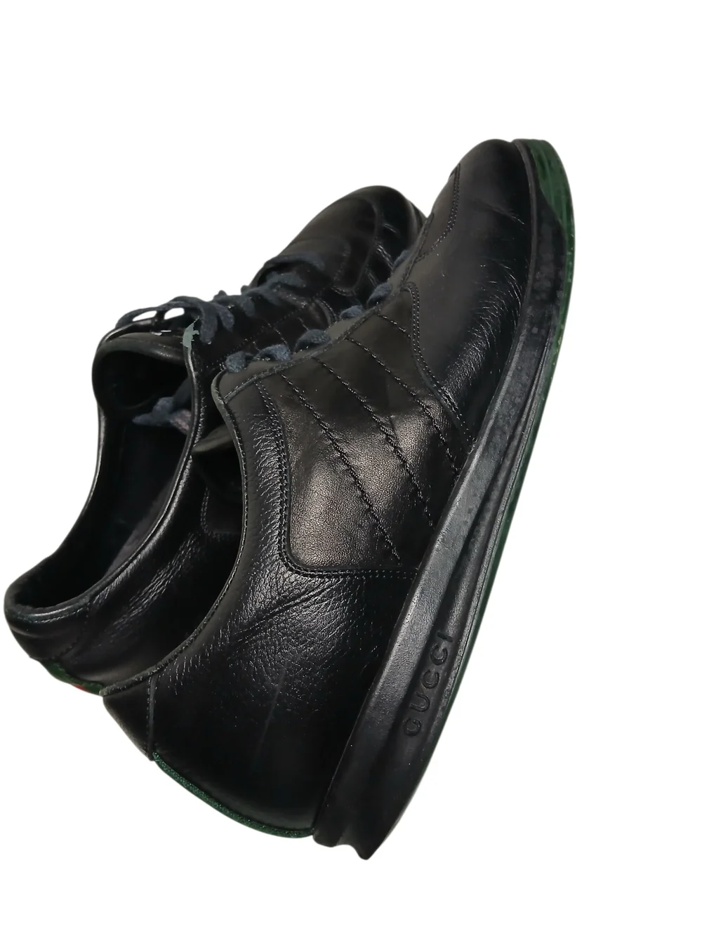 Vintage Gucci Men’s Black Leather Lace-Up Sneakers 9.5 Original Gucci